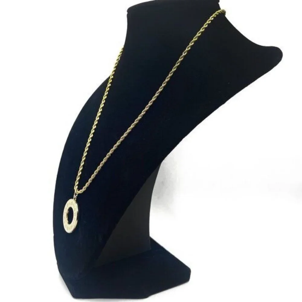 Authentic Louis Vuitton LV Charm Round Pendant White Necklace Gold Plated Chain - Picture 5 of 9